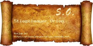 Stiegelmayer Orion névjegykártya